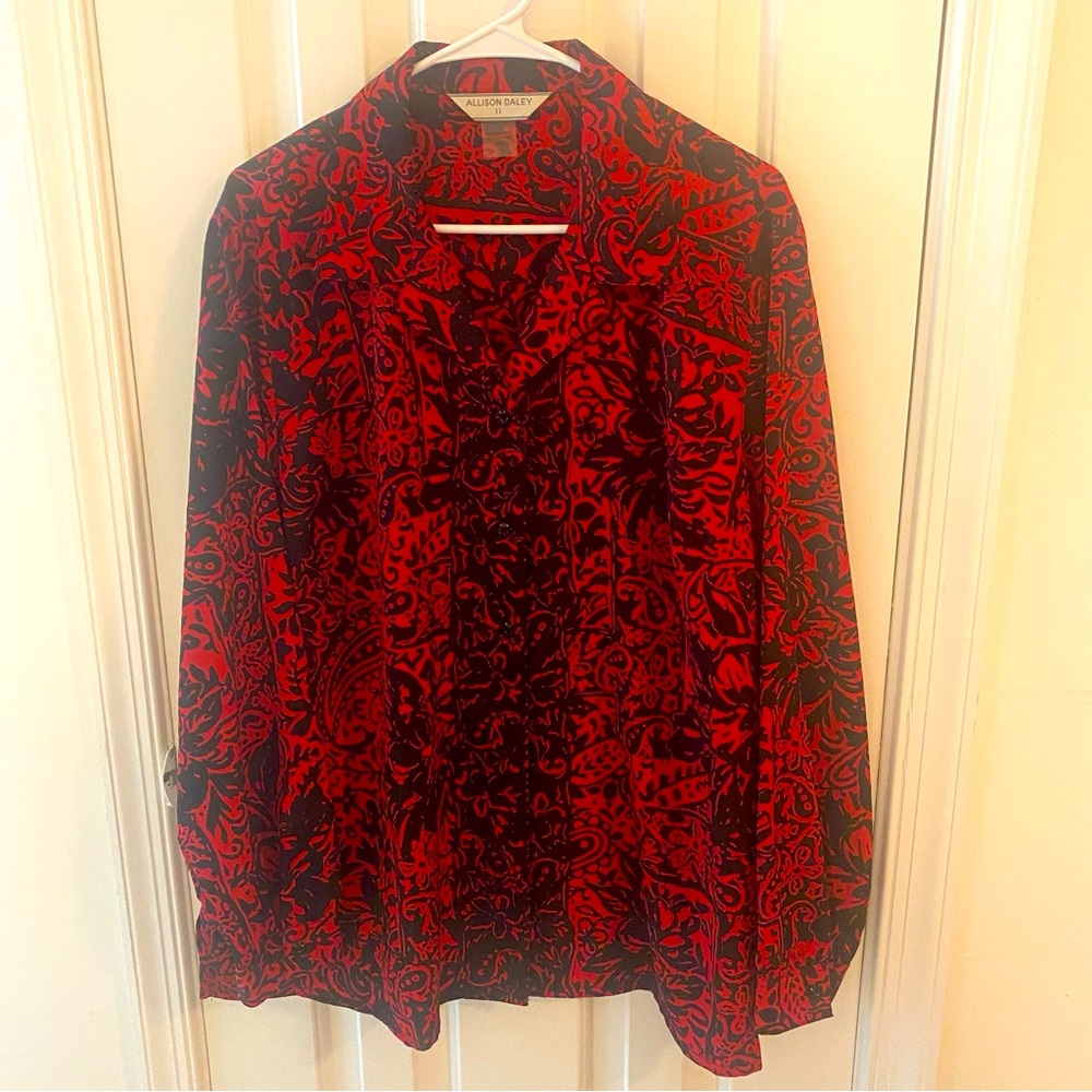 Allison Daley Red and Black 20W Blouse